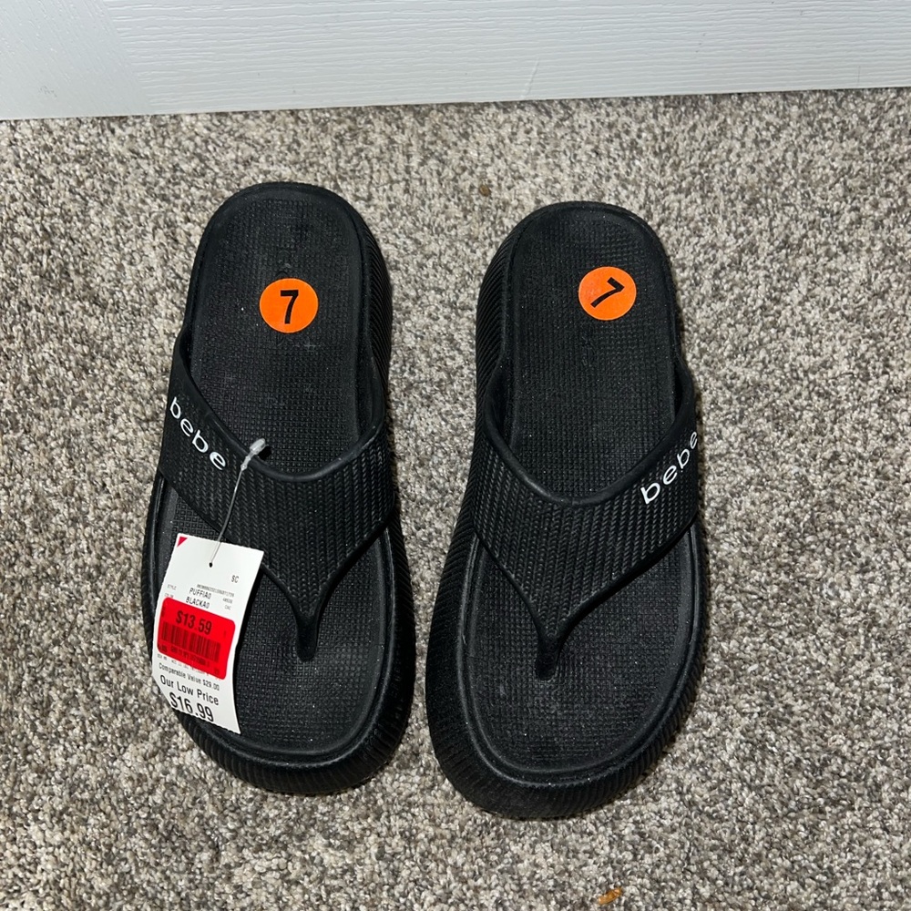 Bebe Black Platform Sandals